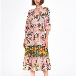 FARM Rio Tropical Birds Long Dress Size L